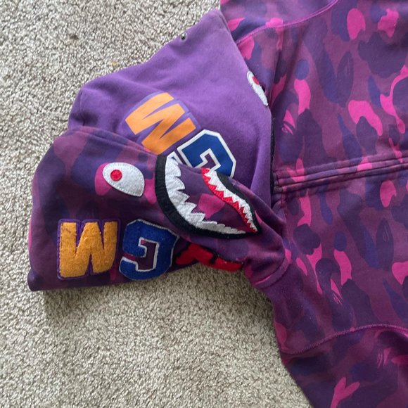 WGM BAPE Color purple Camo Shark Full Zip Hoodie - Picture 6 of 8